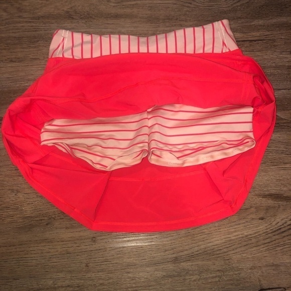 lululemon Pace Rival Skirt - Electric Coral Quiet Stripe Butter Pink Sz 6 Tall - Picture 3 of 9